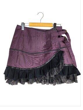 Steampunk Whimsigoth Convertible Mini Skirt Purple Black Lace Size Small/Medium